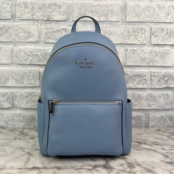Kate Spade Leila Dome Backpack & Medium Compact Bifold Wallet In Dusty Blue - Picture 2 of 16